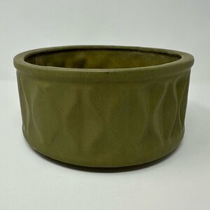 McCoy Pottery Vintage Planter Bowl Dish Green Matte Finish Round Ridges 926 CHIP